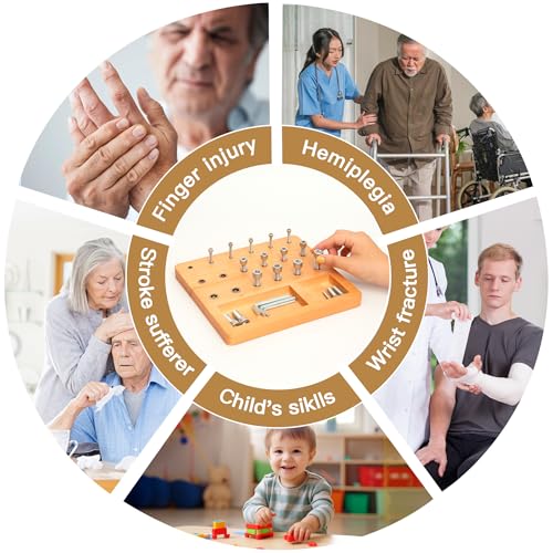 Wooden Pegboard for Finger Dexterity, Finger Strength Trainer for Hand Grip Strengthener Targeted Strength, Relief & Recovery– for Men, Women, and Seniors