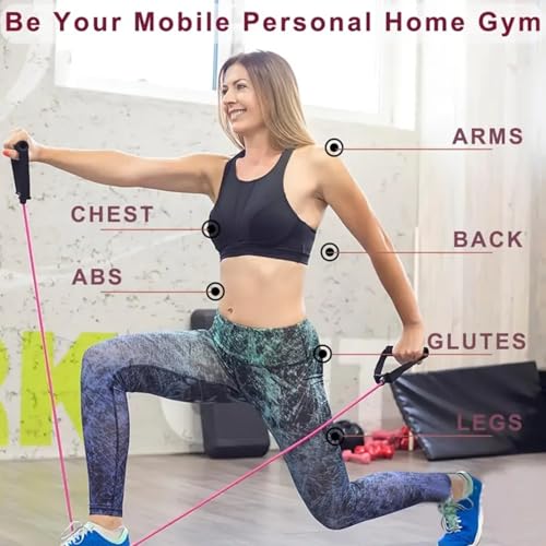 Workout Exercise Band, Fitness Pull Rope Yoga Band with Comfort Handles, Perfect for Home Fitness Training - color: Red