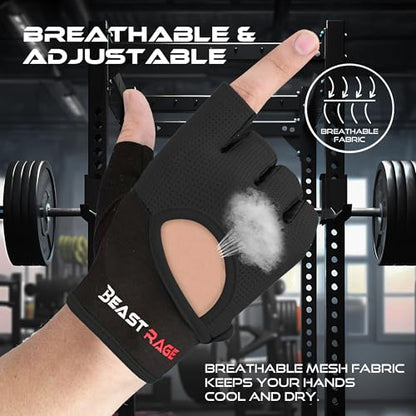 Workout Gloves for Men & Women - Fingerless Gym Gloves with Palm Protection, Breathable & Lightweight for Weightlifting, Cycling & Pull Up