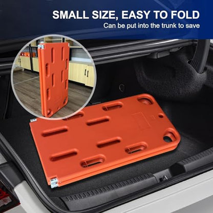 Plastic Emergency Rescue Spine Board,Portable Foldable Backboard Immobilization,Spine Board Stretcher with Backboard Straps,Weight Capacity 350lbs,for Hospitals/Clinics/Families/Sports Fields(2-fold) - size: 2-fold