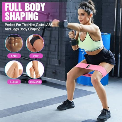 Resistance Bands for Legs & Hip 3 Levels Workout Bands for Women and Men, Booty Bands for Home Fitness, Yoga, Pilates Non Slip Fabric Band Set with