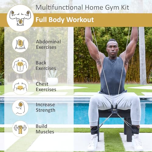 Total Body Band, All-in-one Fitness Band, Full Body Exercise Band for Home Exercise or Training on-The-go, Multi-Purpose use for Strength, core, Pilates & More, Medium - 15 lbs. (Silver)