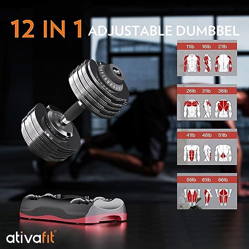 ATIVAFIT Adjustable Dumbbells Set of 2, 5–88LB Quick Adjust Free Weights with Double Safety Lock & Anti-Slip Steel Handle, Space Saving Home Gym Equipment for Full Body Strength Training