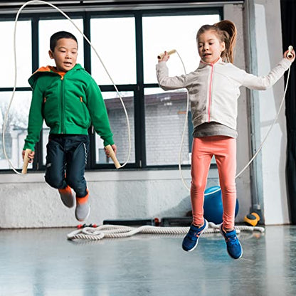 4 Pcs Jump Ropes for Kids with Wooden Handle Cotton Braided Adjustable Skipping Rope for Exercise Fitness Jumping Rope for Children Boys Girls Students Preschooler Outdoor Fun Activity