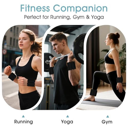 Wrist Weights – Ankle Wrist Weights for Women & Men – Adjustable Weighted Bangles Set (1 lb Each) | Arm and Leg Weights for Yoga, Pilates, Running & Walking - color: Black
