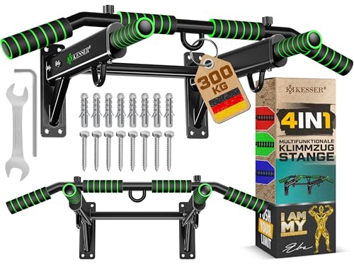 KESSER® 4-in-1 pull-up bar for wall mounting, non-slip handles, additional function for rope rings and punching bags with different grip positions, safe and stable, pull-up bar for home
