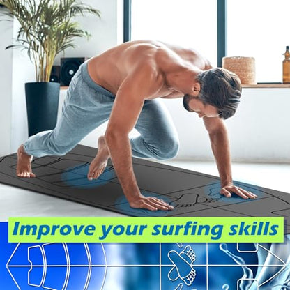 JellyArch Surf Mat for Pop-up Practice Surfing Balance Training 72" x 27" Extra Large Multi-purpose Foldable Rubber Yoga Mat Non Slip with Bag for Women Men Surfing Gifts Pilates Fitness - color: Black