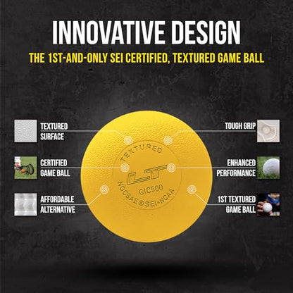 Pearl LT Textured Lacrosse Balls by Guardian Innovations - SEI Certified Meet NOCSAE Standards for Games. Official Game Balls of Top NCAA Programs, Tournaments and Leagues - color: Yellow, size: 50 Pack