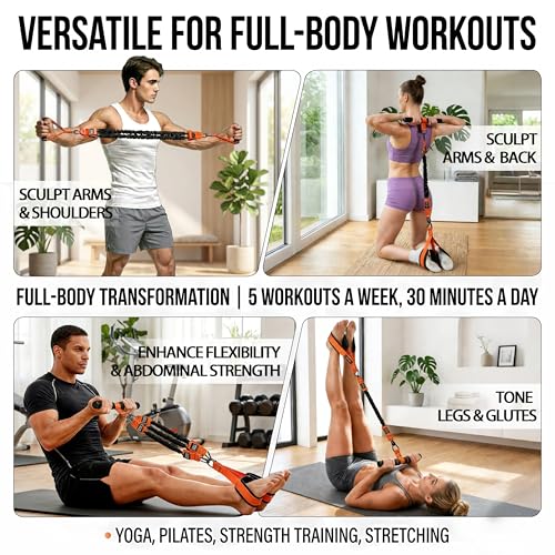Upgraded Multifunction Pedal Resistance Band with Handle, Exercise Bands with 3 Tube Adjustable Resistance Bands, Pedal, Door Anchor and 3 Handles, for Full Body Training for Abs Arm Leg Waist Workout