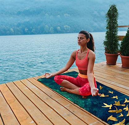 nuveti Printed Travel Yoga Mat-1/16 Inch Thick Non Slip Fitness Workout Mat with Carrying Bag, Foldable Lightweight Suede & Natural Rubber Yoga Mat for Yoga Pilates and Fitness 72" L x 24" W x 1.5mm - color: BaiNiaoZhengMing