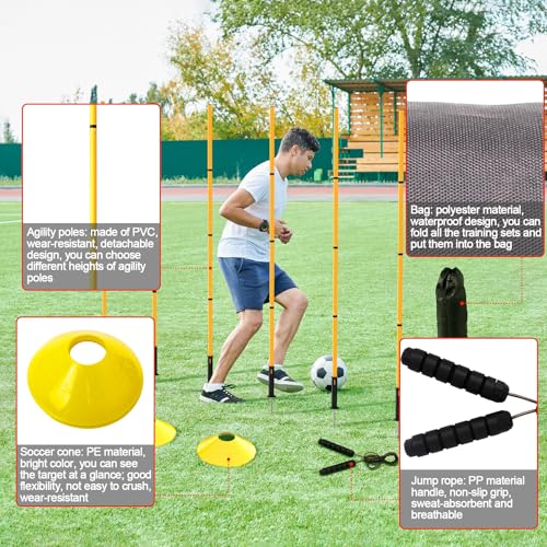 24Pcs Soccer Agility Training Equipment Set Ultimate Agility Poles Cones Ladder More for Quick Assembly and Easy Portability Suitable for All Skill Levels Enhance Speed Agility Training