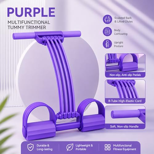 2026 Portable Multi-Functional Fitness Band with Handles and Foot Loops for Foot Stretching, Back Extension & Chest Expansion, Great for Home Office Travel and Yoga Practice - color: Purple