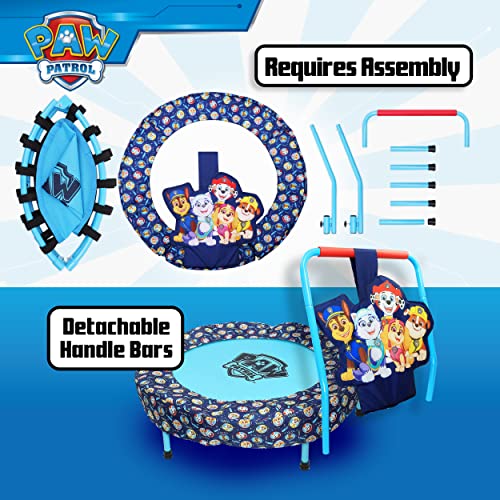 PAW Patrol Indoor Mini Trampoline with Handle for Toddlers, Features Everest, Chase, Marshall, Skye and Rubble, Multi