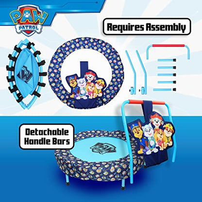 PAW Patrol Indoor Mini Trampoline with Handle for Toddlers, Features Everest, Chase, Marshall, Skye and Rubble, Multi