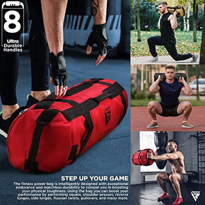 RDX Sandbag for Fitness Weights Training, Unfilled Power Bags with Handles, 5-200 LBs Adjustable Weighted Slam Bag for Strength Powerlifting Running Heavy Workout Home Gym Exercise, Sold AS UNFILLED