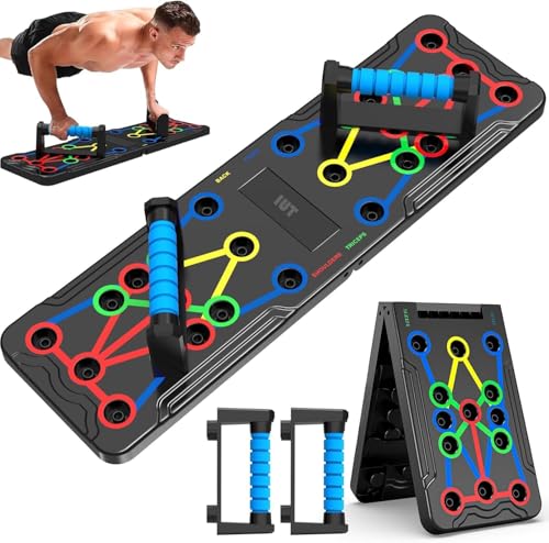 IUT Solid Push Up Board 15 in 1 Home Workout Equipment Multi-Functional Pushup Stands System Fitness Floor Chest Muscle Exercise Professional Equipment Burn Fat