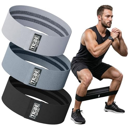 Fabric Resistance Bands for Working Out, 3-Pack for Legs and Glutes - color: Grey