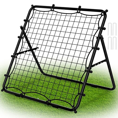 LIANTRAL Baseball Rebounder Net, Adjustable Bounce Back Trainer for Soccer, Softball, Portable Folding Rebounder for Passing & Shooting Practice, Soccer Bounce Back net Net for Kids, Black
