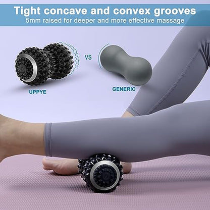 Vibrating Massage Ball for Pain Relif, Mobility Ball for Physical Therapy and Workout Recovery, Deep Tissue Myofascial Release Tools - Back, Shoulder (Peanut Head Vibrating Massage Ball Black) - color: Black