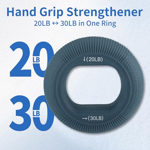 Hand Grip Strengthener, Fingers Exerciser - Silicone Rings for Muscle Training Sports Rock Climbing Finger Rehabilitation,6 Resistance Levels - color: Blue(20/30LB)