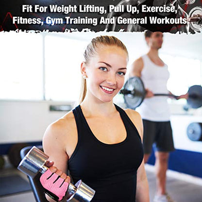 Geyoga 2 Pairs Workout Gloves Adjustable Gym Exercise - color: Black, Pink, size: Large