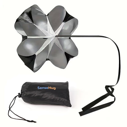 Resistance Parachute for Running, Speed Training Parachute for Sprint, Football, Soccer, Agility and Strength Workouts, Adjustable Belt with Carry Bag - color: black