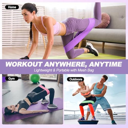 Fabric Resistance Bands for Working Out, Fabric Booty Bands for Legs and Butt with Stretching Strap Included, Non-Slip Glute Bands for Yoga Pilates Home Fitness
