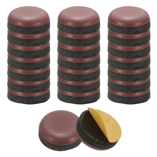 MECCANIXITY 24 Pcs Stick Furniture Sliders, 1/2" Chair Slider Furniture Sliding Pads Round Reusable Glides Glider for Carpeted Tile Vinyl Hardwood Floors Moving Protectors, Brown