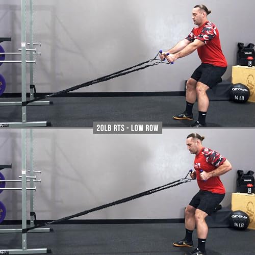 Valor Fitness Resistance Bands - 5lb to 25lbs - Carabiners Attached & 2 Bands per Weight Option with Handles– Sheath Covered - Strength Training New Compact 39" Design - Wall Door Rack Mount Options - color: Black - Set of 20 & 25lb Pairs