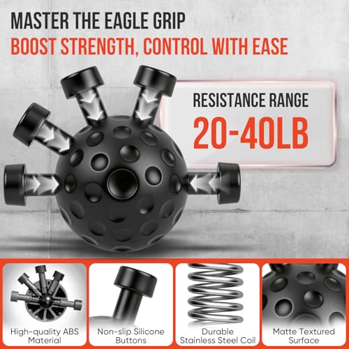 TEAWOO 4-Pack Grip Strength Trainer Kit, Adjustable Forearm Strengthener, Black Hand Grip Strengthener Balls, Finger Exerciser & Stretcher for Strength Training, Recovery & Flexibility