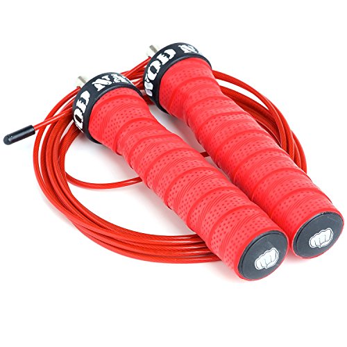 WOD Nation Attack Speed Jump Rope : Adjustable Jumping Ropes : Unique Two Cable Skipping Workout System : One Thick and One Light 11 Foot Cable : Perfect for Double Unders : Men and Women