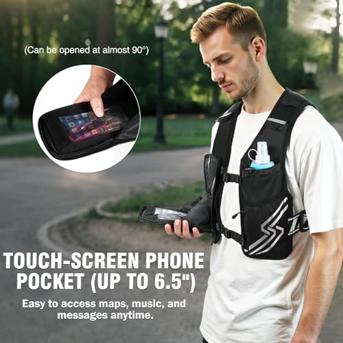 PLUSINNO Running Vest for Men Women, Runners Vest with 500ml Water Bottle - size: Extra-Large (Chest 45"-55")