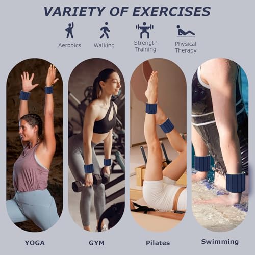 Magnetic Wrist Ankle Weights – Adjustable Ankle and Wrist Weights for Women & Men – 2 Pack (1LB Each) Stackable Magnetic Silicone Arm Bands Non-Slip, Waterproof, Easy Wear – Ideal for Pilates, Yoga, Running & Walking - color: Blue-Yellow