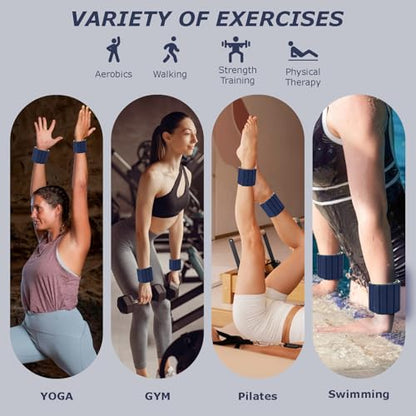 Magnetic Wrist Ankle Weights – Adjustable Ankle and Wrist Weights for Women & Men – 2 Pack (1LB Each) Stackable Magnetic Silicone Arm Bands Non-Slip, Waterproof, Easy Wear – Ideal for Pilates, Yoga, Running & Walking - color: Blue-Yellow