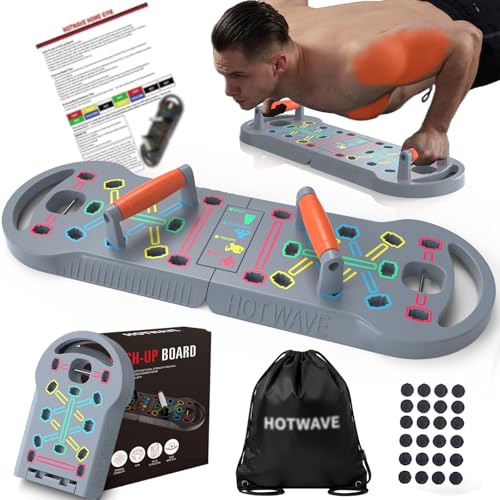Push Up Board Fitness, Portable Foldable 20 in 1 Push Up Bar at Home Gym, Pushup Handles for Floor. Professional Strength Training Equipment For Man and Women - color: Grey
