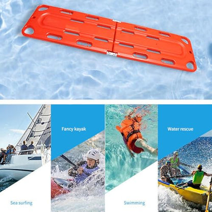 Spine Board Stretcher with Backboard Straps, Foldable Stretcher Medical Transport, Portable EMS Rescue Backboard Lightweight, 73x19.5in, Orange