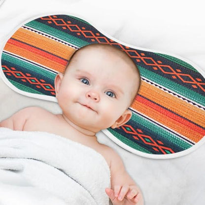 Mexican Ethnic Stripes Muslin Burp Cloths 4 Pack - Extra Large 22"x11", 4-Layer Soft Absorbent Cotton, Waterproof Backing, Baby Drool Rags for Newborn