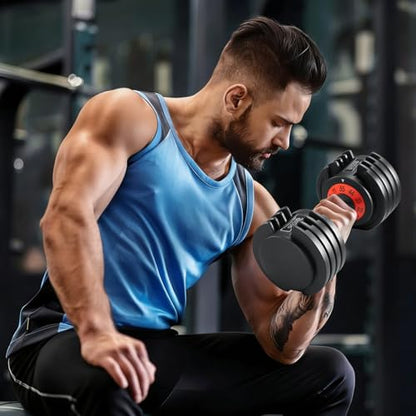 AOTOB Adjustable Dumbbell Set 25/55 Lbs (Pair) Set of 2 - color: 55lbs Black-Single