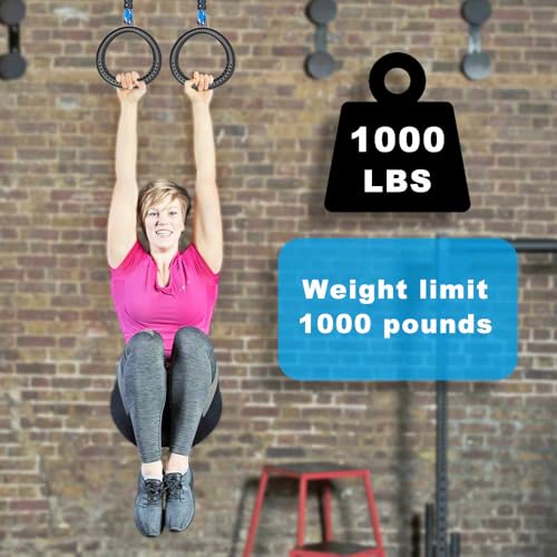 SELEWARE Trapeze Swing Rings, Non-Slip Gymnastic Rings Pull Up Exercise Rings for Home Gym Playground Ninja Warrior Obstacle Course Training Workout