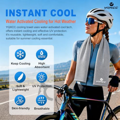 4 Pack Cooling Towels (40"x12"), Ice Cool Neck Towel, Soft Breathable Microfiber for Gym, Yoga, Golf, Running, Camping & All Hot Weather Activities - color: 2 Light Blue/ 2 Light Gray