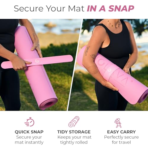 Nolava Yoga Mat with Bag – 72 x 24 inch, 1/4 inch Thick Non-Slip Mat – Includes Slap Band, Black Zippered Carry Tote with Mat Sleeve & Inner Pocket – For Yoga, Pilates, Home or Studio.