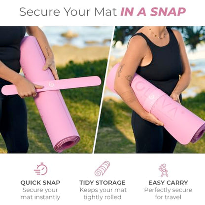 Nolava Yoga Mat with Bag – 72 x 24 inch, 1/4 inch Thick Non-Slip Mat – Includes Slap Band, Black Zippered Carry Tote with Mat Sleeve & Inner Pocket – For Yoga, Pilates, Home or Studio.