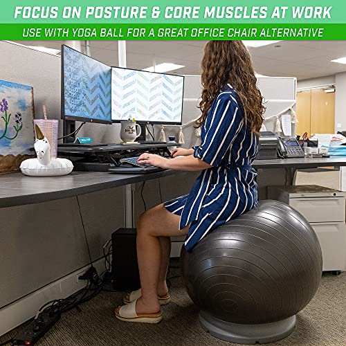 GoSports Yoga Ball Base for Fitness Balls - Charcoal, Green, or Blue -Hub 360 Universal Stability Stand