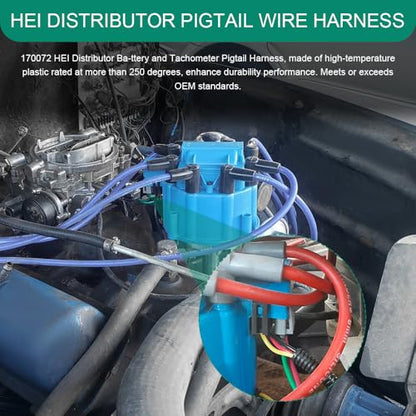 170072 HEI Distributor Pigtail Wire Harness, Electrical Wiring Harness, 12V Battery and Tachometer Power Pigtail Connector Plug, Ignition Coil Tach Connector Accessories for RV Chevy GM
