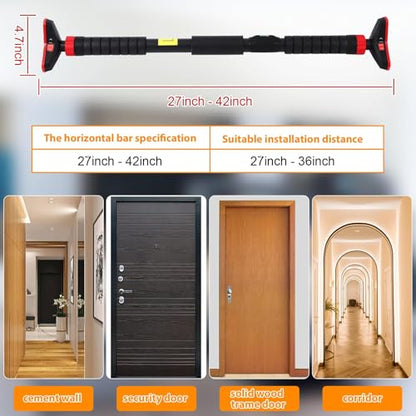 Garvee Pull Up Bar for Doorway,Adjustable Chin Up Bar for with Level Meter - color: Red 4