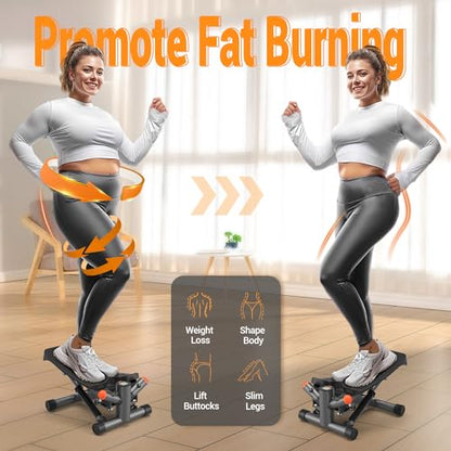 Steppers for Exercise at Home,Adjustable Height Mini Stepper with Resistance Bands,Stair Stepper with 350lbs Loading Capacity,Twist Stepper for Full Body Workout (Included Mat)