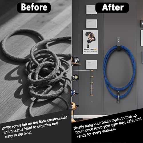 Heavy Duty Battle Rope Wall Anchor Kit with 1 Storage Hook, Wall Mount for Home Gym Training