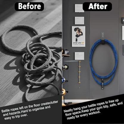 Heavy Duty Battle Rope Wall Anchor Kit with 1 Storage Hook, Wall Mount for Home Gym Training