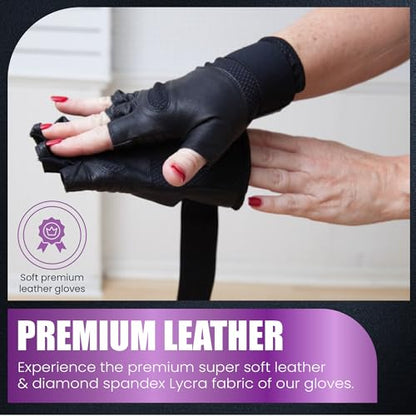 Fitness Fingerless Gloves for Men & Women | Medium Black Weight Lifting Glove with Ergonomic Gel Pad Wrist Support, Non-Slip Grip, Comfortable Workout Glove for Gym Exercise & Training - size: Medium