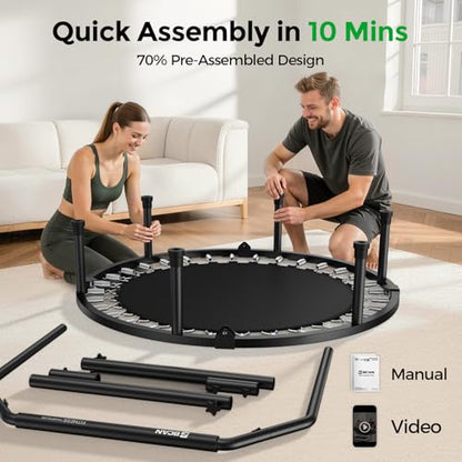 BCAN SP3 40/48" Exercise Rebounder Trampoline for Adults, Handlebar, Indoor - color: 40IN-U-Handle-Green